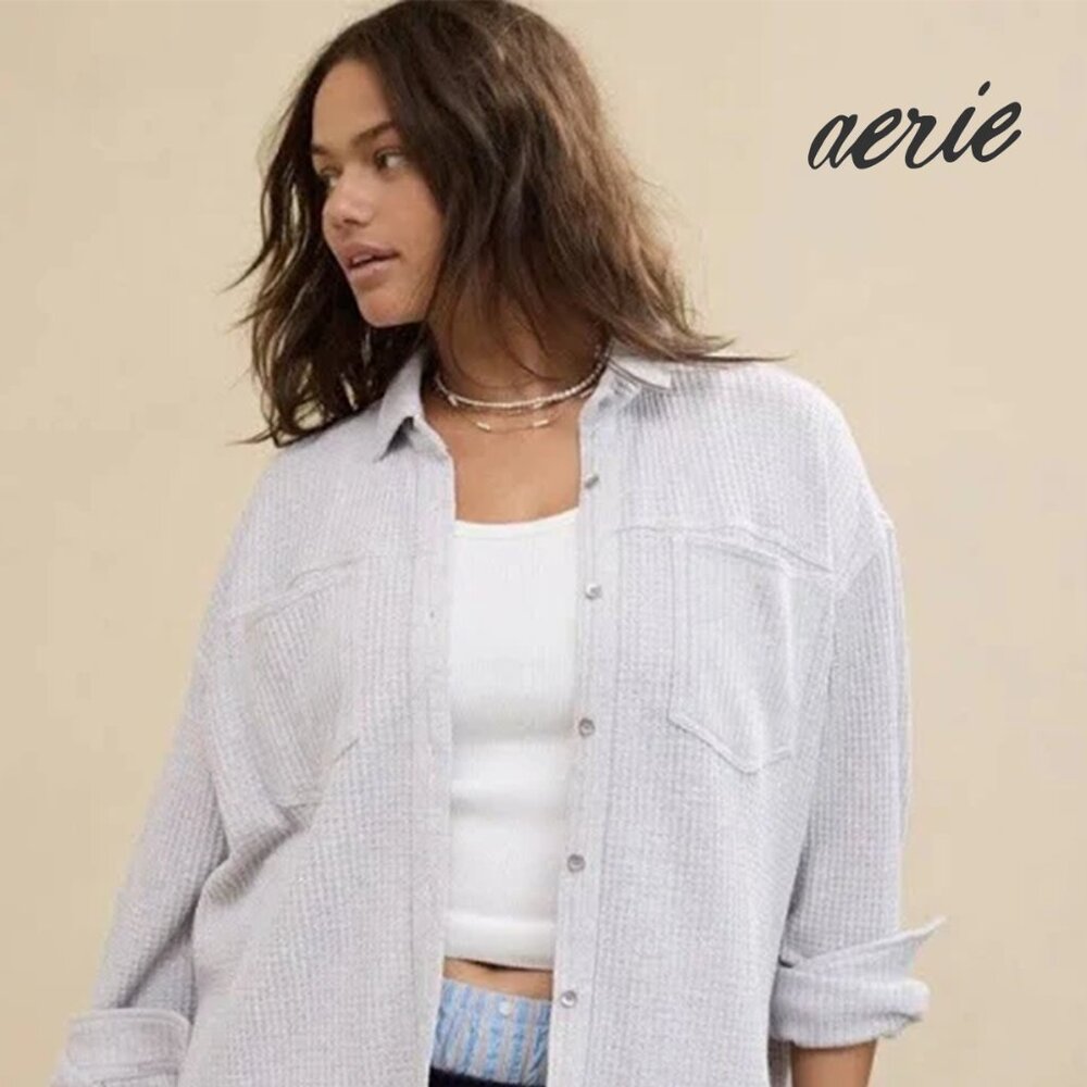 Aerie "Anytime Fave" Waffle Shirt - NWT - Picture 1 of 2